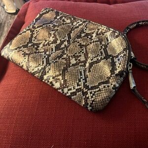 Hobo Sable Leather Wristlet Clutch Golden Snake